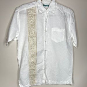 Linen cotton island button up shirt small